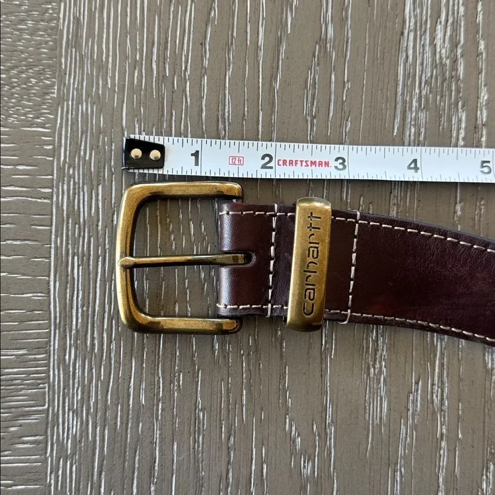 Carhartt Dark Brown Genuine Leather Belt with Buckle Casual Men’s Size 52 GUC